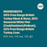 Naturaw Turkey & White Fish RAW dog food, Ingredients