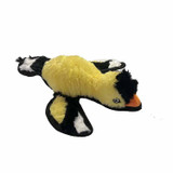 Steel Dog Ruffian Yellow Finch dog toy with tennis ball and crinkle, durable for moderate chewers