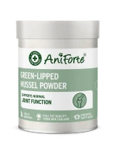AniForte Green Lipped Mussel Powder 100g tub, freeze-dried joint supplement for dogs and cats