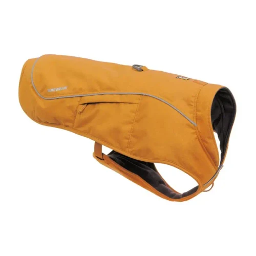 Ruffwear Overcoat Fuse Insulated Vest in Brown Bear, an insulated dog coat with a built-in harness