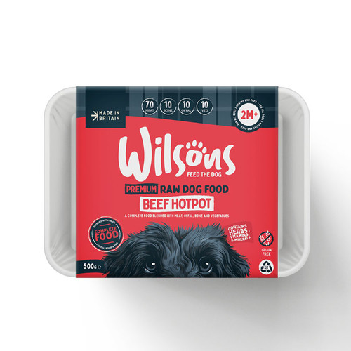 Wilsons Premium RAW frozen Dog Food Beef Hot Pot 500g in Bio Pack Packaging