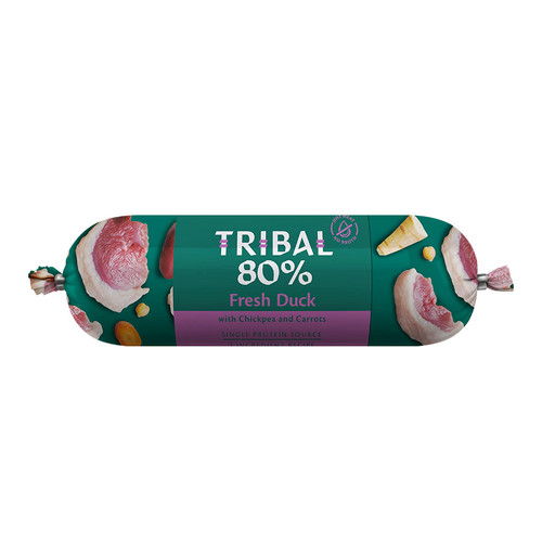 Tribal Gourmet Sausage for dogs in the flavour Duck, showing packaging