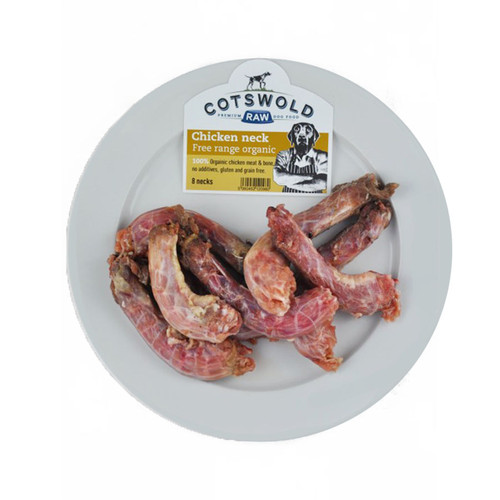 Cotswold RAW Chicken Necks, shown on a plate as a meal