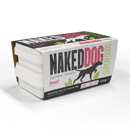 Naked Dog Superfoods Beef RAW Dog Food 2x500g Pack