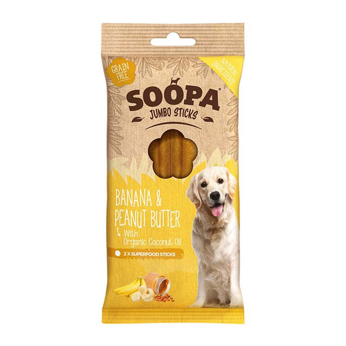 Soopa Banana & Peanut Butter Jumbo Dog Dental Sticks