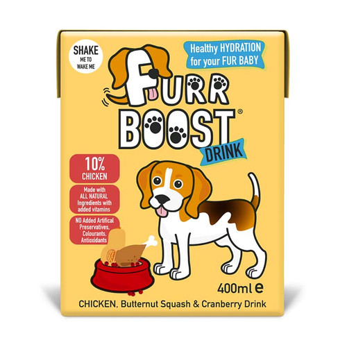 Furr Boost Chicken, Butternut Squash & Cranberry Dog Drink Front Packaging