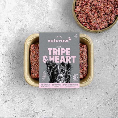 Naturaw Tripe & Heart RAW dog food, nutrient-rich with a strong natural aroma, available at K9 Active