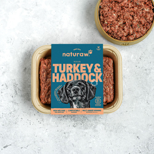 Naturaw Turkey & Haddock RAW dog food, featuring free-range turkey and wild-caught haddock, available at K9 Active