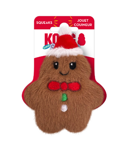 KONG Holiday Snuzzles Mini Gingerbread Brown XS plush dog toy
