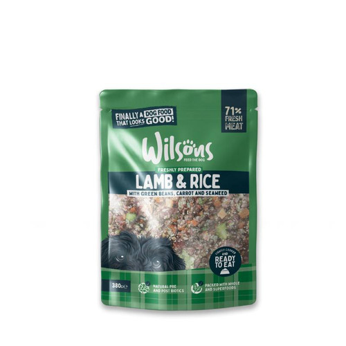 Wilsons Fresh Lamb & Rice Dog Food at K9 Active Dunfermline – natural pantry fresh lamb meal with rice, green beans, carrot, and seaweed for dogs in Fife Wilsons Fresh Lamb & Rice Dog Food at K9 Active Dunfermline – natural pantry fresh lamb meal with rice, green beans, carrot, and seaweed for dogs in Fife