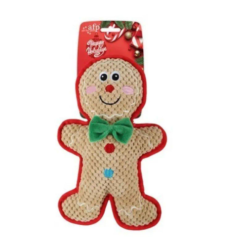 All For Paws Tough Buddy Gingerbread Man durable Christmas dog toy with squeaker