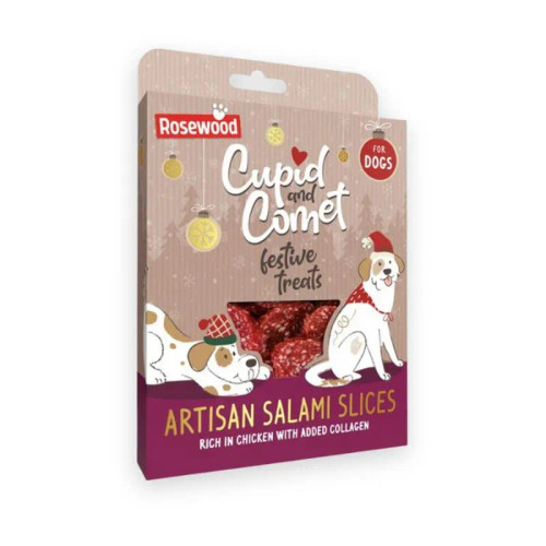 Cupid & Comet Festive Treats Artisan Salami Slices Christmas dog treats in gift box