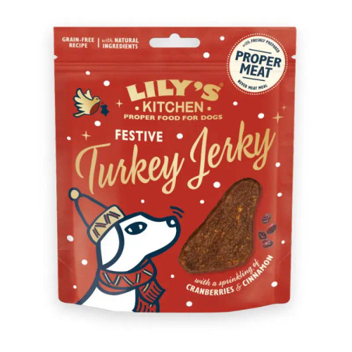 Lily’s Kitchen Festive Turkey Jerky 70g Christmas dog treat turkey and cranberry flavour