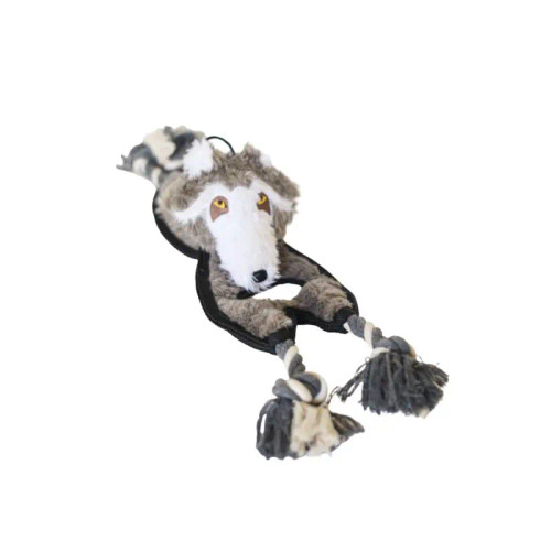 Steel Dog Flat Tugger Wolf durable squeaky tug dog toy with handles