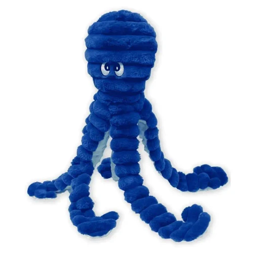 Quapas XXL Giant Octopus 66cm soft plush dog toy with squeaker and crinkle tentacles, in Blue