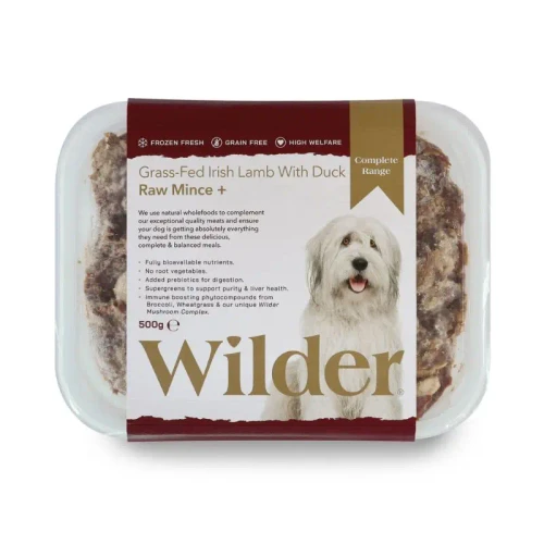 Wilder Lamb & Duck Raw Mince+ complete raw dog food with grass-fed lamb, award-winning duck and supergreens
