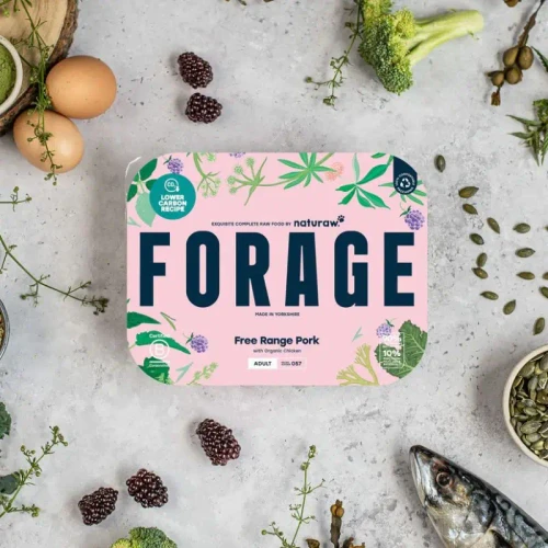 Naturaw Forage: Free Range Pork complete raw dog food with free range British pork and chicken, whole food botanical blend, 500g pack