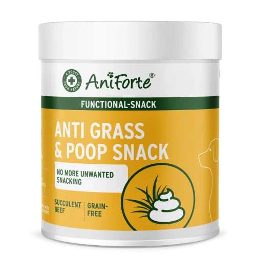 AniForte Anti Grass and Poop Snack tub, natural tripe treat for dogs who eat grass and faeces