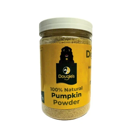 Dougie's Pumpkin Powder 180g pot, 100 percent pumpkin high fibre supplement for dogs