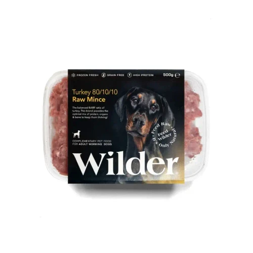 Wilder Organic Turkey 80/10/10 raw dog food, single-protein organic turkey mince