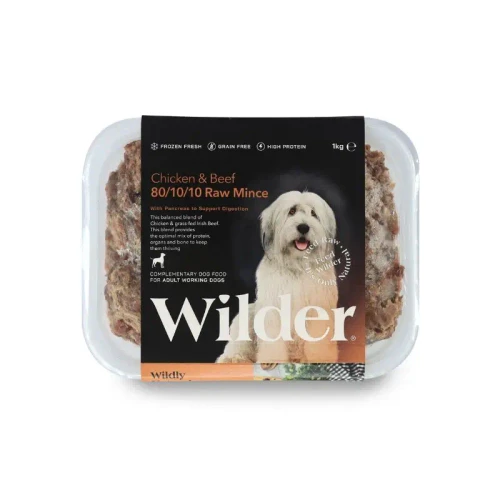 Wilder Chicken & Beef 80/10/10 raw dog food, lean chicken and grass-fed Irish beef mince