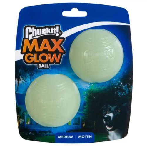 Chuckit Max Glow Balls, Pack of 2 Medium Size Ball.