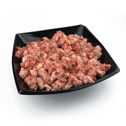 The RAW Factory Venison & Duck Mince, shown in bowl from side