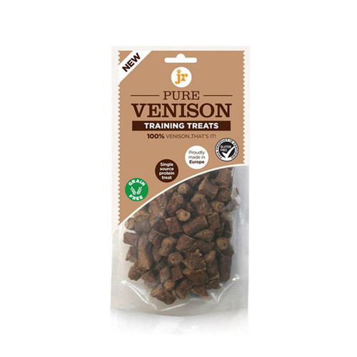 Pure Venison Training Treats by JR Pet Products, showing packaging