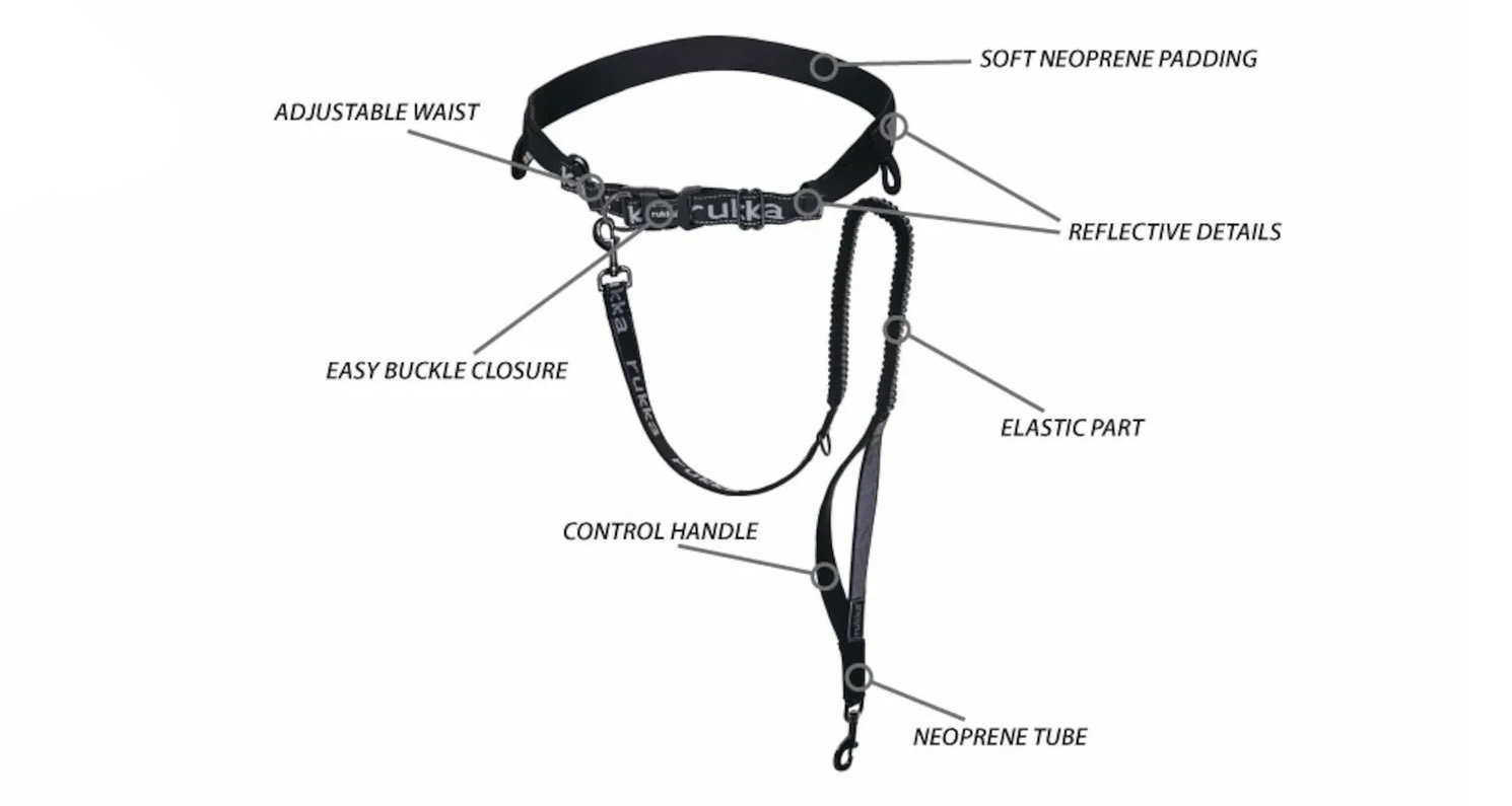 Highlighted Features of Rukka Hike Running Belt & Lead - Adjustable, Padded, and Reflective for Enhanced Comfort and Safety