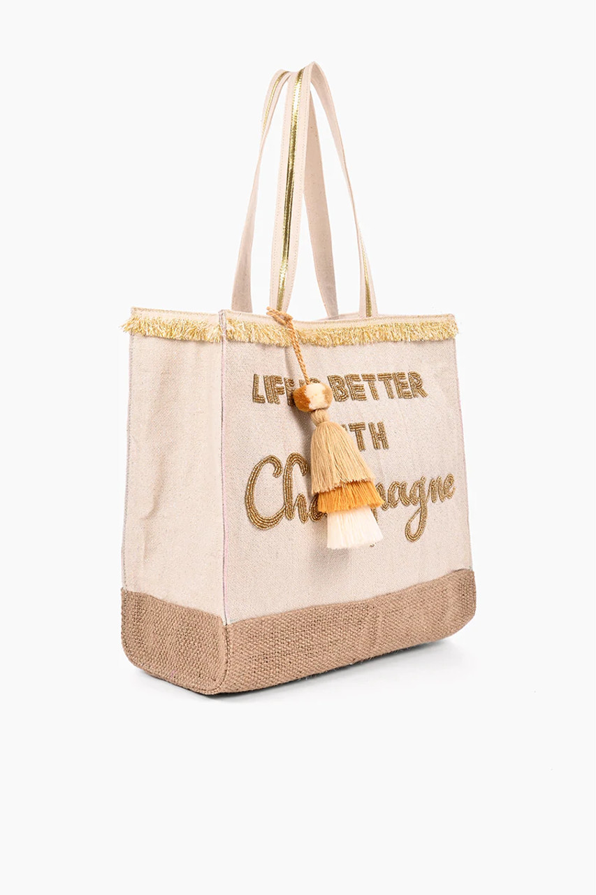 Champagne - Tote Bag with Boho Fringe, Authentic Vintage – Vintage