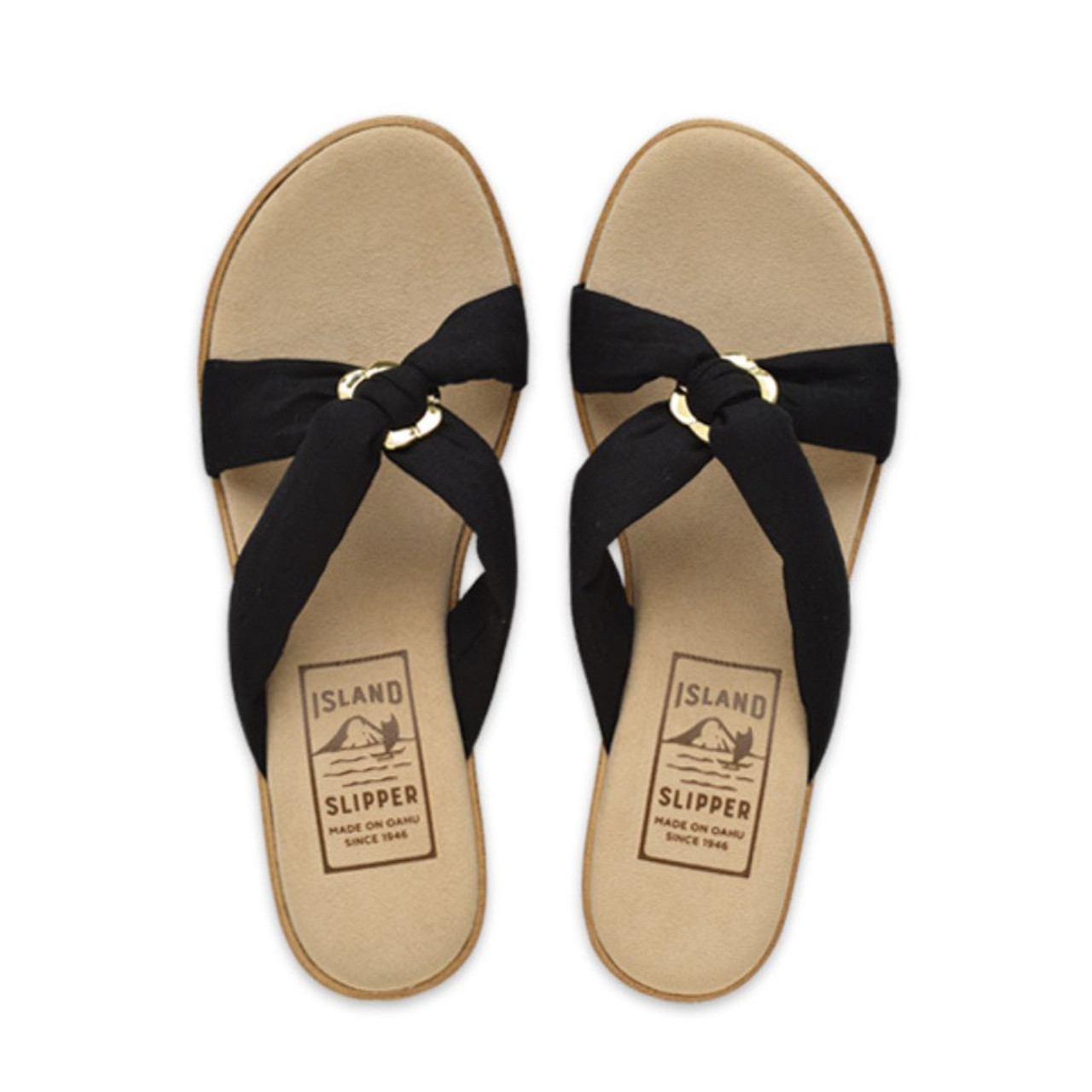 Platform Sandals for Women | Island Slipper - Black Fabric Slide