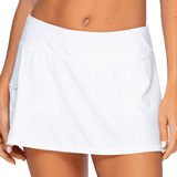 Sunsets Swim Sporty Swim Skirt With Hidden Shorts White Front