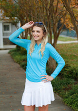 IBKUL Zip Long Sleeve Top Turquoise Blue Side