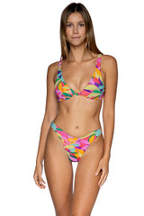 B Swim Tropical Glow Print Julie Bikini Top Front View