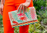 America and Beyond Hand Beaded Tropical Clutch