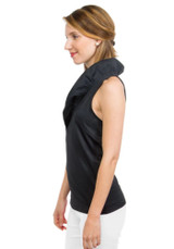 Gretchen Scott Sleeveless Ruffneck Black Side View