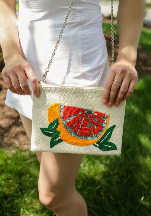 American and Beyond Fresh Beaded Clutch Front
