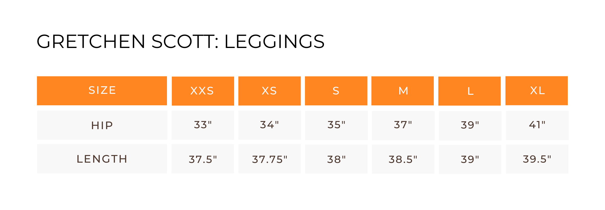 Gretchen Scott Size Chart