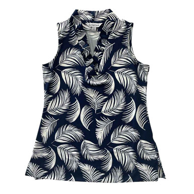 La Mer Luxe (Escapada Living) Sleeveless Ruffle Neck Augusta Top- Navy Palm