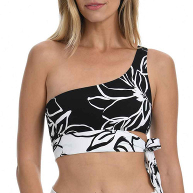 BYRON ONE SHOULDER BIKINI TOP black/white – cotoswim