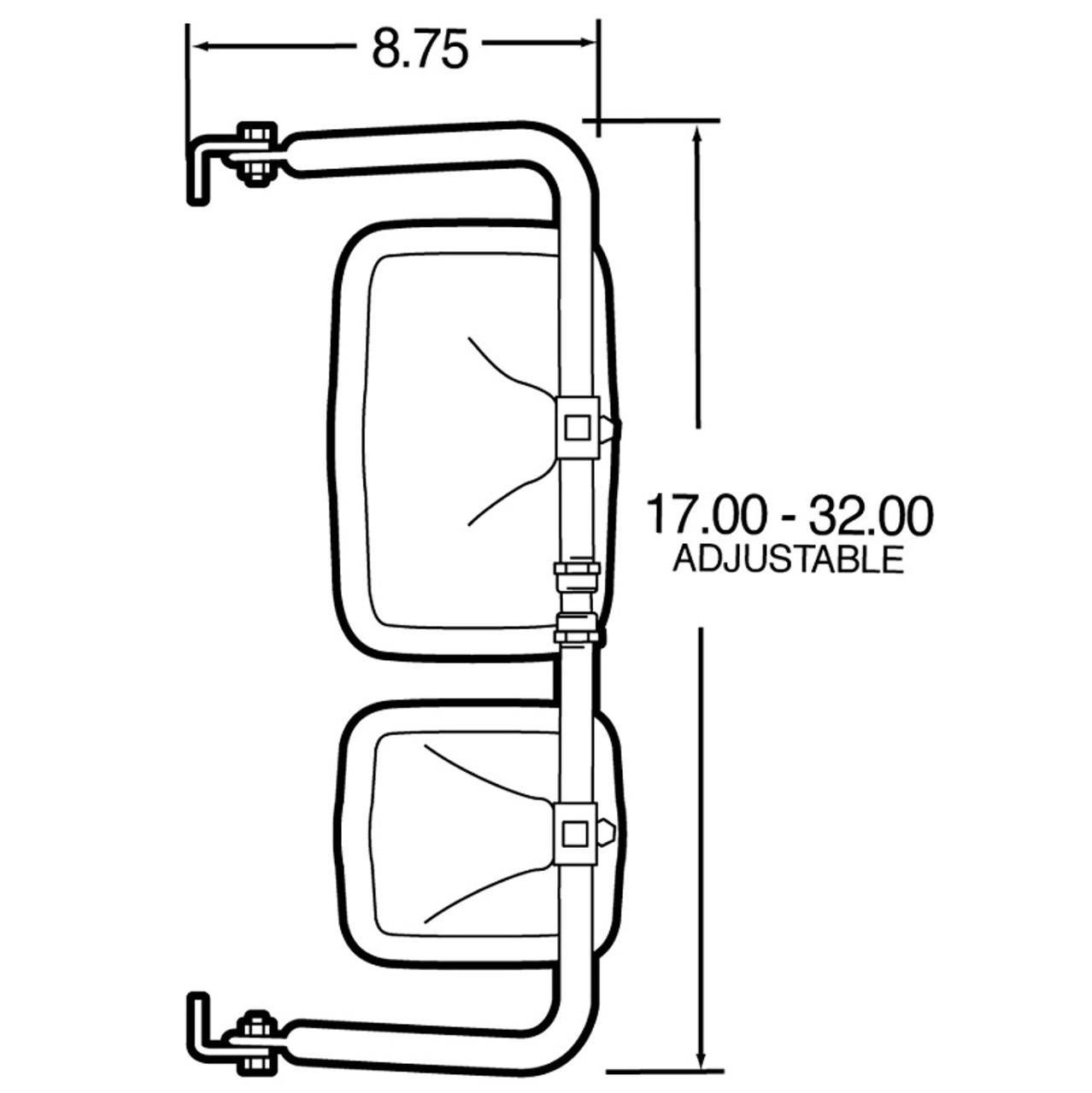 Truck-Lite 21.65-35.43 x 9.76 in. Step Van Assemblies Silver Stainless  Steel West Coast Mirror - 97846