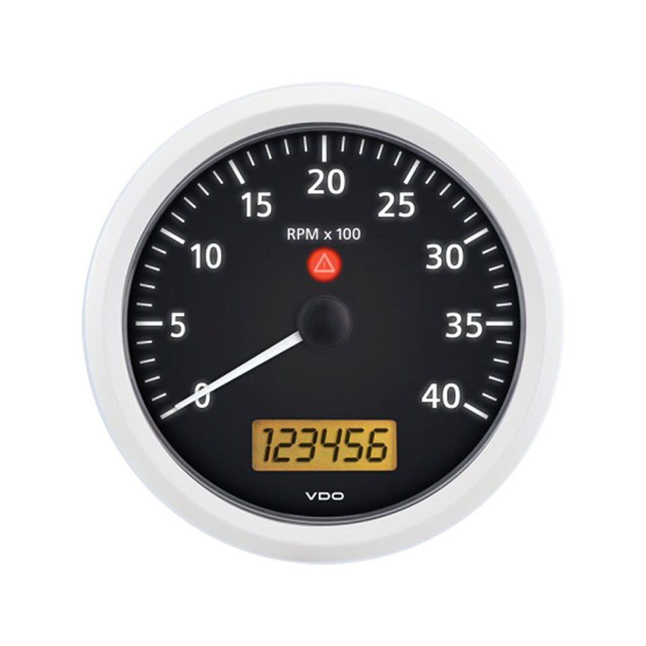 VDO ViewLine Onyx 4,000 RPM 5 in. Dial Tachometer 12/24V with 2 Hourmeters,  Clock and Voltmeter - A2C53194596-S