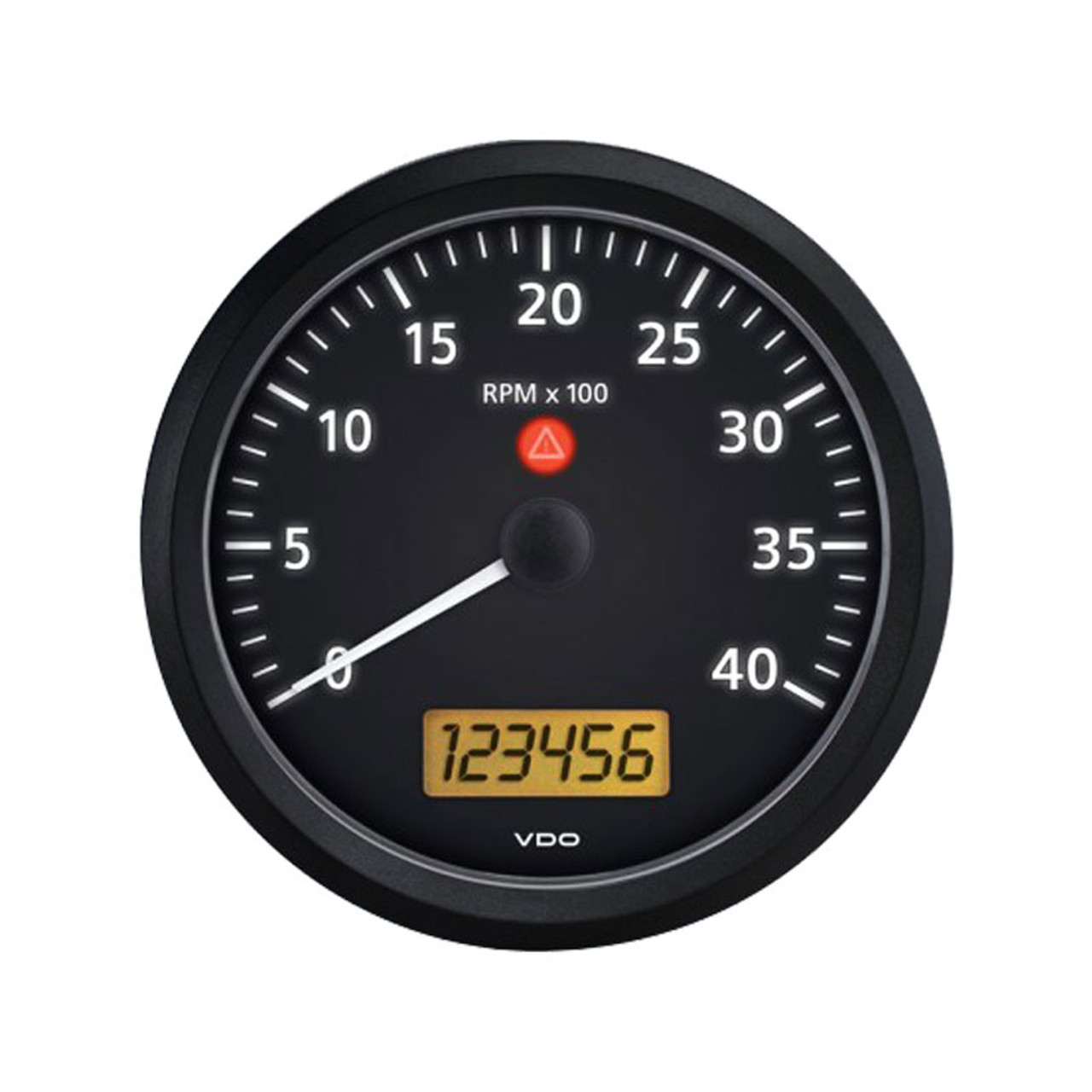 VDO ViewLine Onyx 4,000 RPM 5 in. Dial Tachometer 12/24V with 2 Hourmeters,  Clock and Voltmeter - A2C53194596-S