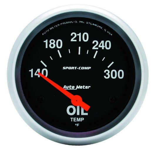 Auto Meter 3441 Sport-Comp Mechanical Oil Temperature Gauge - 2-1/16", 100-300°F, With Sender
