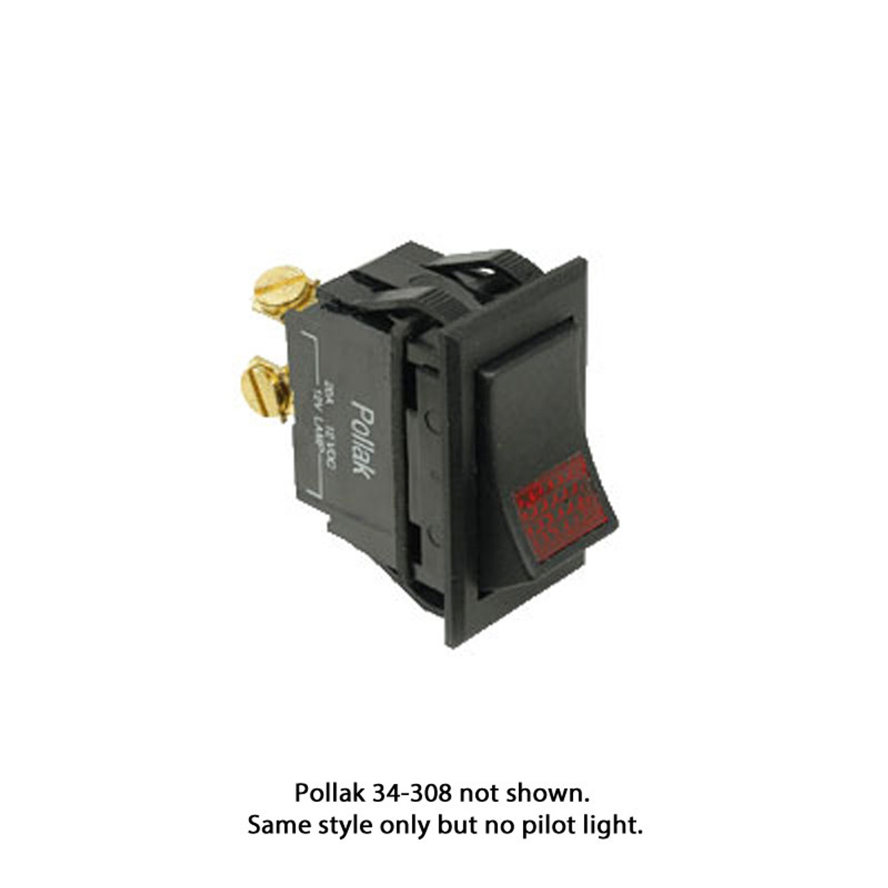 Pollak 2-Terminal Universal Design Rocker Switch 20A 12VDC SPST On-Off -  Packaged - 34-308P