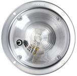 Truck-Lite 80 Series 1 Bulb Clear Round Incandescent Dome Light 12V with Silver Bracket Mount and Push Button Switch - 80352