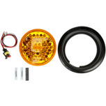 Truck-Lite Super 44 Metalized 42 Diode Yellow Round LED Strobe Light Kit 12V with Black Grommet Mount and Strobe Plug - 44102Y