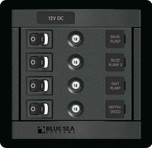 Blue Sea Systems DC Push Button Reset-Only Circuit Breakers and Rocker Switch Panel 12V DC with 4 Positions - 1455