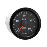 VDO 2-1/16 in. Vision Black 4,000 RPM Programmable Tachometer 12V with .250 in. Spade Connection - 333 156