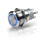 Hella Stainless Steel Momentary Switch with Blue LED Ring 12V - 958455211